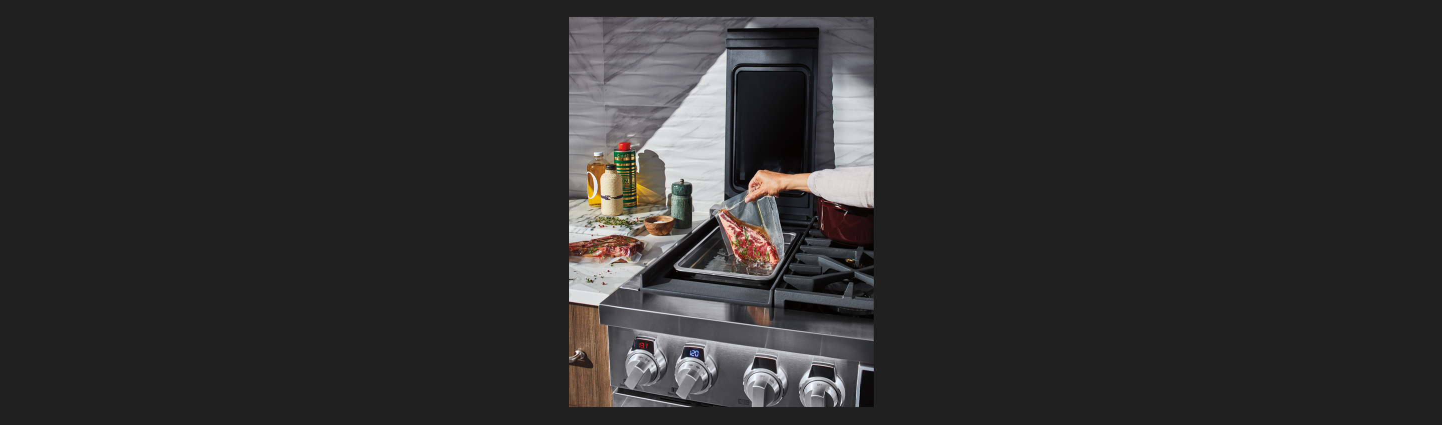 Signature Kitchen Suite | 48-inch Dual Fuel Range Sous Vide Steak on 48-inch Dual Fuel Range with Sous Vide from Signature Kitchen Suite